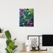 ABSTRACTE PAARSE BLAUWGROEN GROENE CRYSTAL STACK A POSTER (Thuiskantoor)