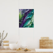 ABSTRACTE PAARSE BLAUWGROEN GROENE MARMEREN KUNST POSTER (Keuken)