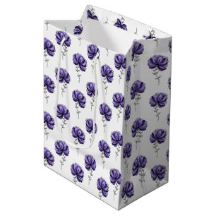 Abstracte Paarse Bloem Doodle Kunststijl Medium Cadeauzakje
