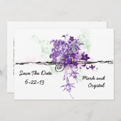 Abstracte paarse bloemen Bouquet sparen de datum Save The Date (Voorkant / Achterkant)