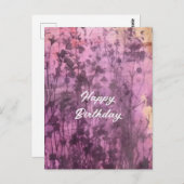 Abstracte paarse bloemen verjaardag Waterverf Briefkaart (Voorkant / Achterkant)