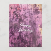 Abstracte paarse bloemen verjaardag Waterverf Briefkaart (Voorkant)
