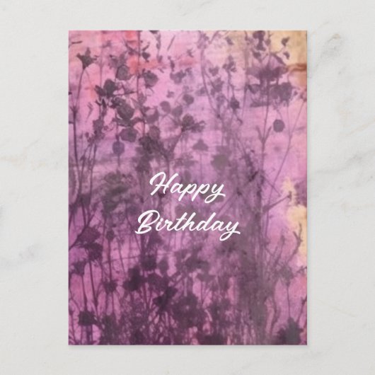 Abstracte paarse bloemen verjaardag Waterverf Briefkaart (Voorkant)