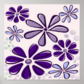 Abstracte Paarse bloemendoodle Poster (Voorkant)