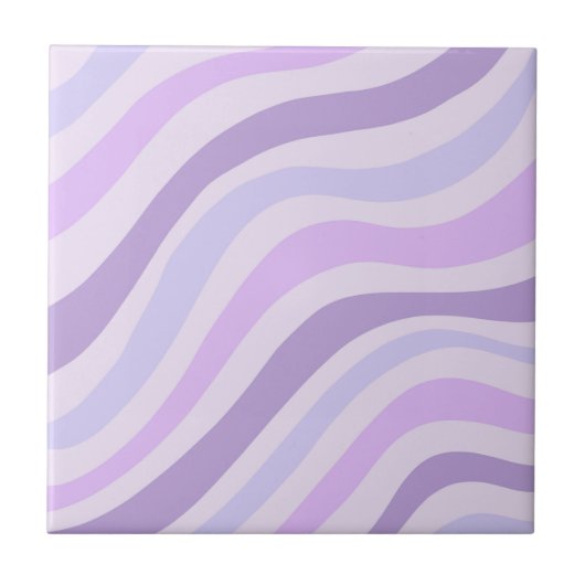 Abstracte Paarse Blue Wavy Stripe Modern Tegeltje (Voorkant)