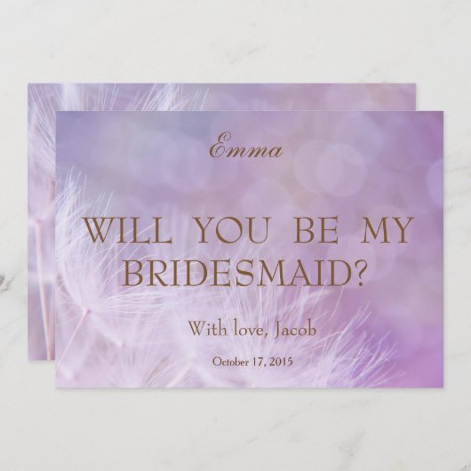 Abstracte Paarse Bokeh... zal je mijn Bridesmaid z Kaart (Voorkant / Achterkant)