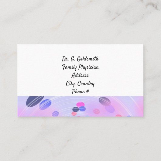 Abstracte Paarse bonen medische benoeming Afsprakenkaartje (Achterkant)