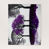 Abstracte Paarse boom in zwart-wit bos Legpuzzel (Verticaal)