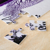 Abstracte Paarse boom in zwart-wit bos Legpuzzel (Zijkant)