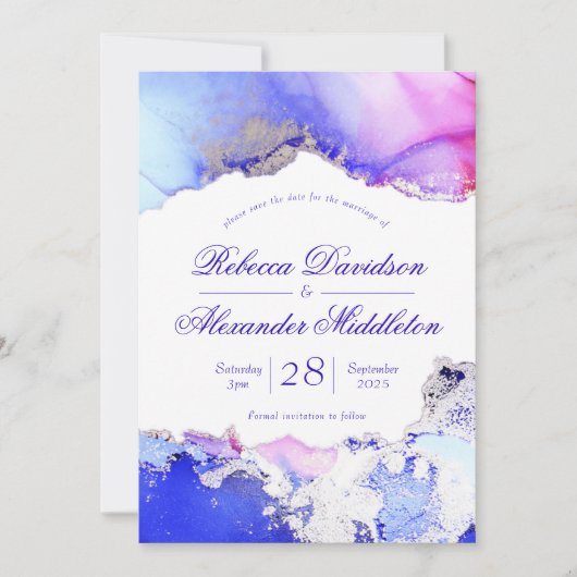 Abstracte Paarse bruiloft Save The Date (Voorkant)