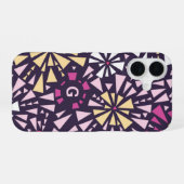 Abstracte Paarse bursts monogram Initiaal iPhone 16 Hoesje (Achterkant horizontaal)