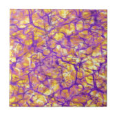 Abstracte Paarse circuits op geel Tegeltje (Voorkant)