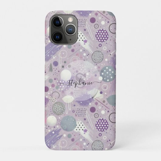 Abstracte Paarse cirkels met verfstrips Accents Case-Mate iPhone Case (Achterkant)