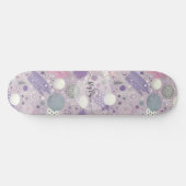 Abstracte Paarse cirkels met verfstrips Accents Persoonlijk Skateboard (Horizontaal)