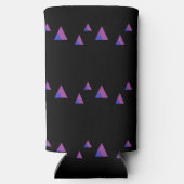 Abstracte paarse driehoeken op zwart seltzer blikjeskoeler (Achterkant)
