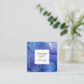 Abstracte Paarse en blauwe alcoholinkt Vloeibare k Vierkante Visitekaartje (Staand voorkant)