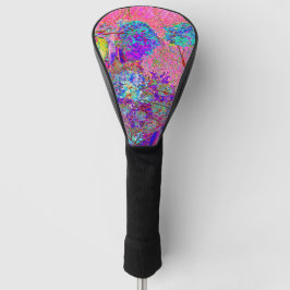 Abstracte paarse en blauwe hortensia met magenta golfheadcover