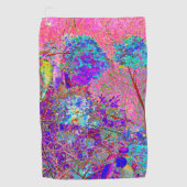Abstracte Paarse en blauwe hydrangea met magenta Golfhanddoek (Voorkant)