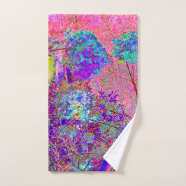 Abstracte Paarse en blauwe hydrangea met magenta Handdoek