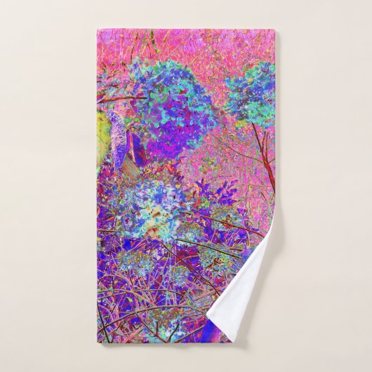 Abstracte Paarse en blauwe hydrangea met magenta Handdoek (Handdoek)