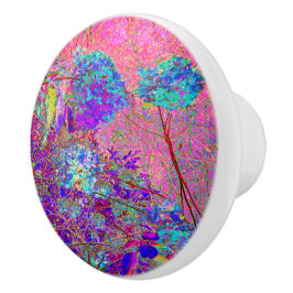 Abstracte Paarse en blauwe hydrangea met magenta Keramische Knop