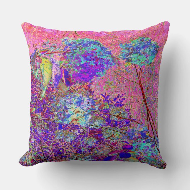 Abstracte Paarse en blauwe hydrangea met magenta Kussen (Voorkant)
