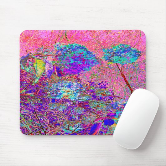 Abstracte Paarse en blauwe hydrangea met magenta Muismat (Met muis)