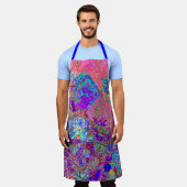 Abstracte Paarse en blauwe hydrangea met magenta Schort (Gedragen)