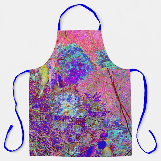 Abstracte Paarse en blauwe hydrangea met magenta Schort (Voorkant)