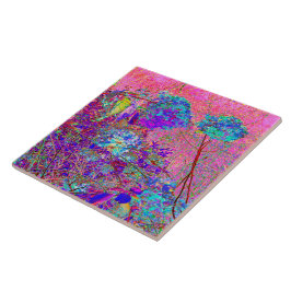 Abstracte Paarse en blauwe hydrangea met magenta Tegeltje