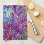 Abstracte Paarse en blauwe hydrangea met magenta Theedoek (Quarter Fold)