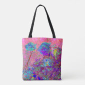 Abstracte Paarse en blauwe hydrangea met magenta Tote Bag (Achterkant)