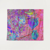 Abstracte Paarse en blauwe hydrangea met magenta Wandkleed (Voorkant (horizontaal))