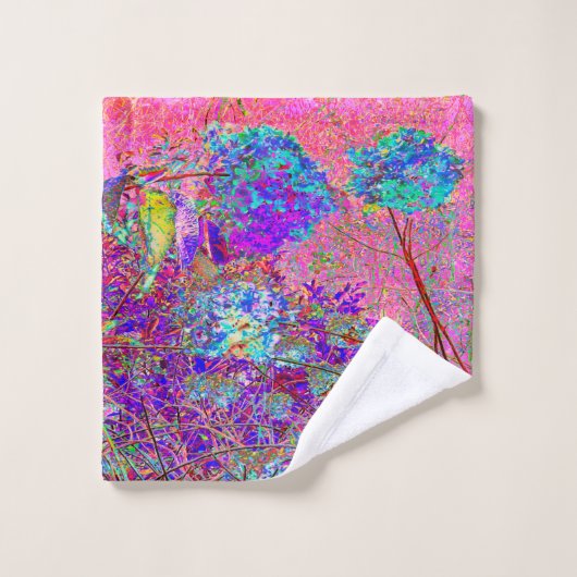 Abstracte Paarse en blauwe hydrangea met magenta Washandje (Wasdoekje)