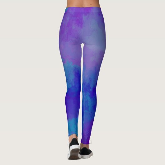 Abstracte Paarse en Blauwe Leggings (Achterkant)