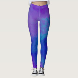 Abstracte Paarse en Blauwe Leggings