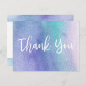 Abstracte Paarse en Blauwe Waterverf Dank U Briefkaart (Voorkant / Achterkant)
