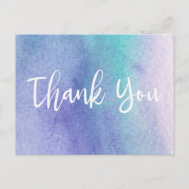 Abstracte Paarse en Blauwe Waterverf Dank U Briefkaart