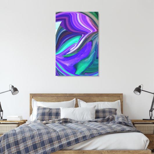 Abstracte Paarse en Blauwgroen Stretched Canvas Pr (Insitu (Slaapkamer))