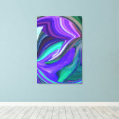 Abstracte Paarse en Blauwgroen Stretched Canvas Pr Afdruk (Insitu (Houten vloer))