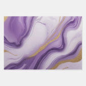 Abstracte Paarse en Faux Gold Glitter Marmer Inpakpapier Vel (Voorkant 2)
