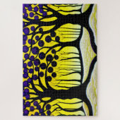 Abstracte Paarse en gele Forest Paradise Land Legpuzzel (Verticaal)