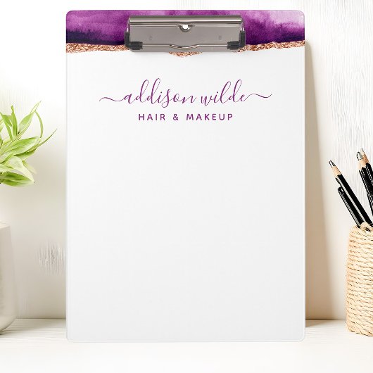 Abstracte Paarse en Gouden Waterverf Zaken Klembord