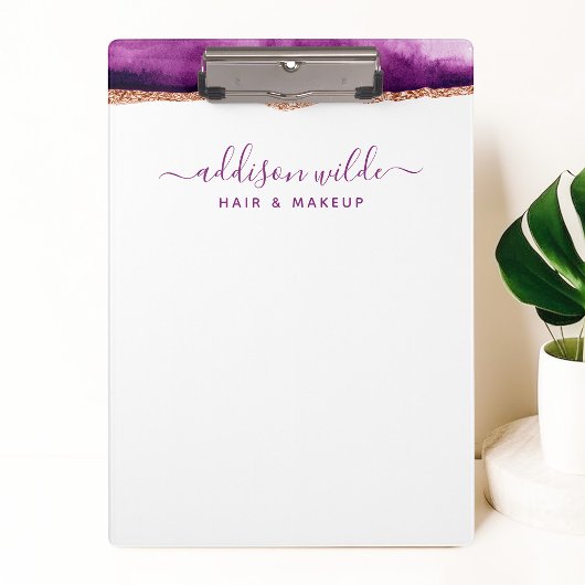Abstracte Paarse en Gouden Waterverf Zaken Klembord