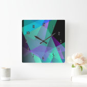 Abstracte Paarse en groen-vierkant wandklok (Huis)