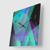 Abstracte Paarse en groen-vierkant wandklok (Hoek)