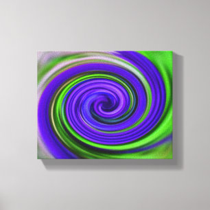 Abstracte Paarse en Groene Wervelingen Canvas Afdruk