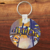 Abstracte Paarse en Oranje Chameleon-Sleutelhanger Sleutelhanger (Voorkant)