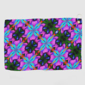 Abstracte Paarse en Turquoise Kaleidoscope Art Golfhanddoek (Horizontaal)