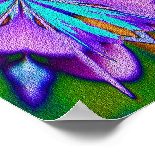 Abstracte Paarse en Turquoise Kaleidoscope Art Poster (Hoek)